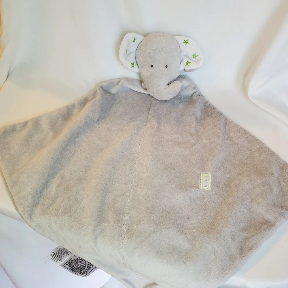 Carters Precious Firsts Grey Elephant Lovey Soft Security Blanket Rattle 13x13